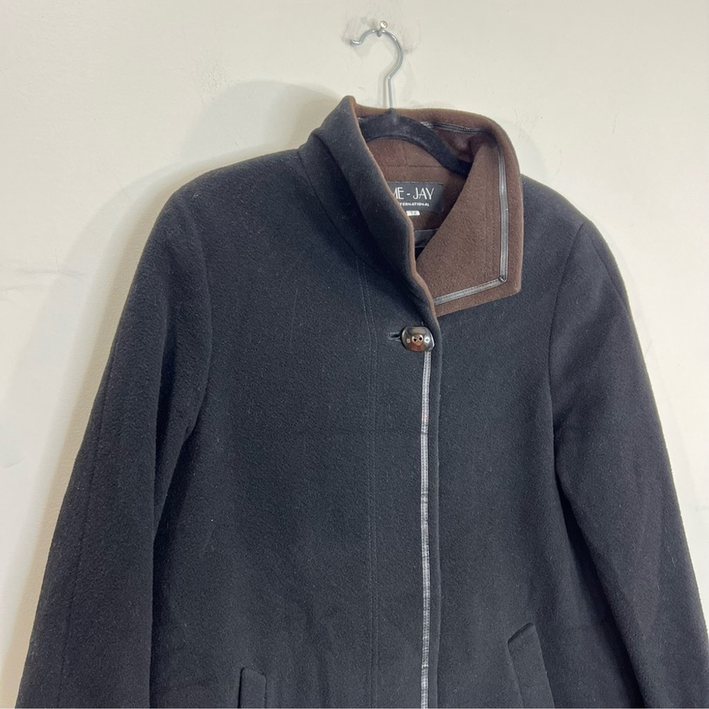 Vintage 90s Italian wool cashmere black brown mid length coat 12 - Picture 5 of 12